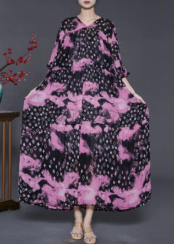 Instant Discount trendy dressElegant Rose Cinched Exra Large Hem Chiffon Dress Summer Instant Discount trendy dressElegant Rose Cinched Exra Large Hem Chiffon Dress Summer