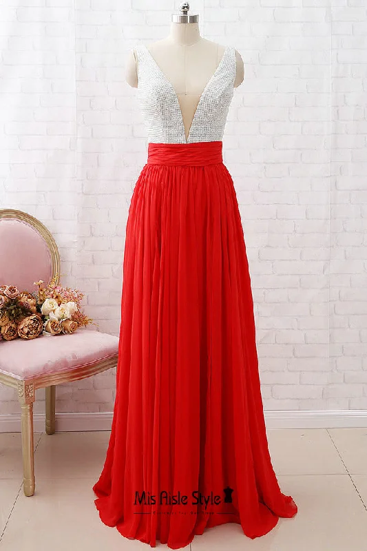 Incredible Offers lace dressSexy Slit Long Red Party Dress