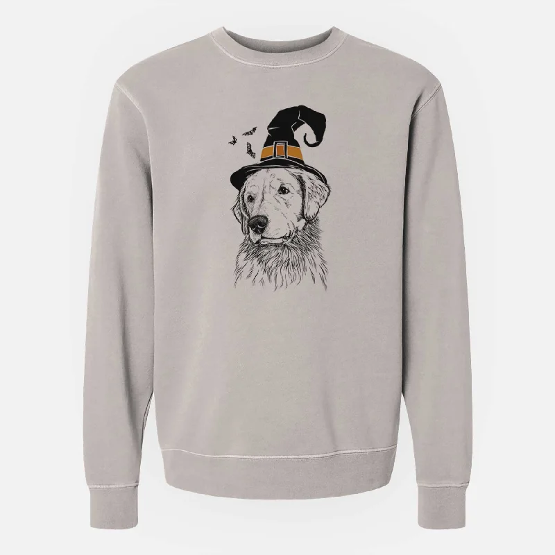 fashion gym hoodieWitch Quinn the Golden Retriever - Unisex Pigment Dyed Crew Sweatshirt