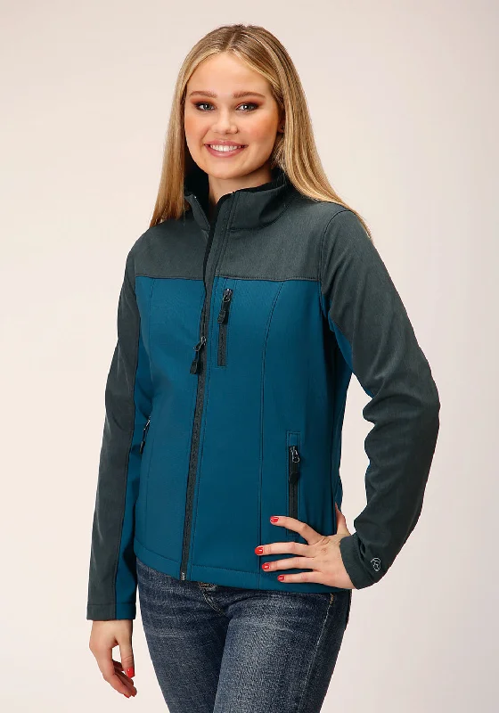 fashionable quilted coatRoper Womens Zip Green/Grey Polyester Softshell Jacket