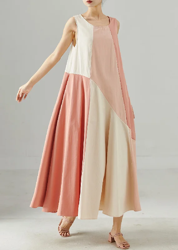 Special Savings sleeveless dressFine Pink Oversized Patchwork Cotton Maxi Dress Summer Special Savings sleeveless dressFine Pink Oversized Patchwork Cotton Maxi Dress Summer