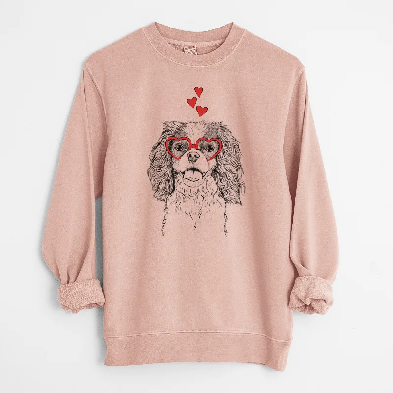 eco-friendly fitness hoodieValentine Poppy the Cavalier King Charles Spaniel - Unisex Pigment Dyed Crew Sweatshirt