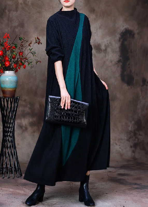 Price Blitz elegant evening dressRetro Green Stand Collar Patchwork Silk Ankle Dress Long Sleeve Price Blitz elegant evening dressRetro Green Stand Collar Patchwork Silk Ankle Dress Long Sleeve