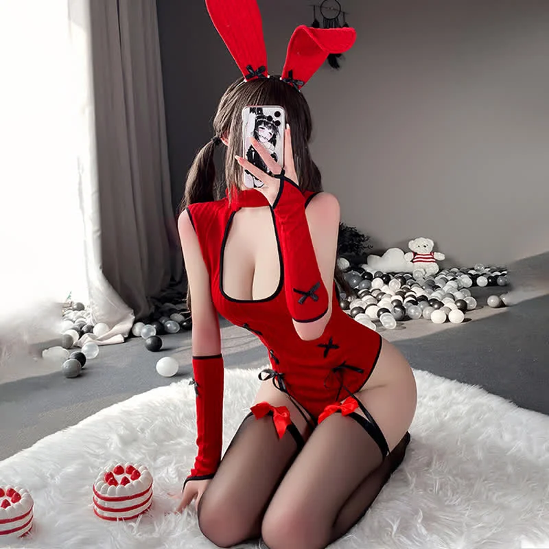 Price Cut Cosplay Bunny Hollow Out Jumpsuit Lingerie yv50810