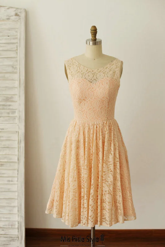 Major Savings elegant evening dressShort Orange Lace Bridesmaid Dress