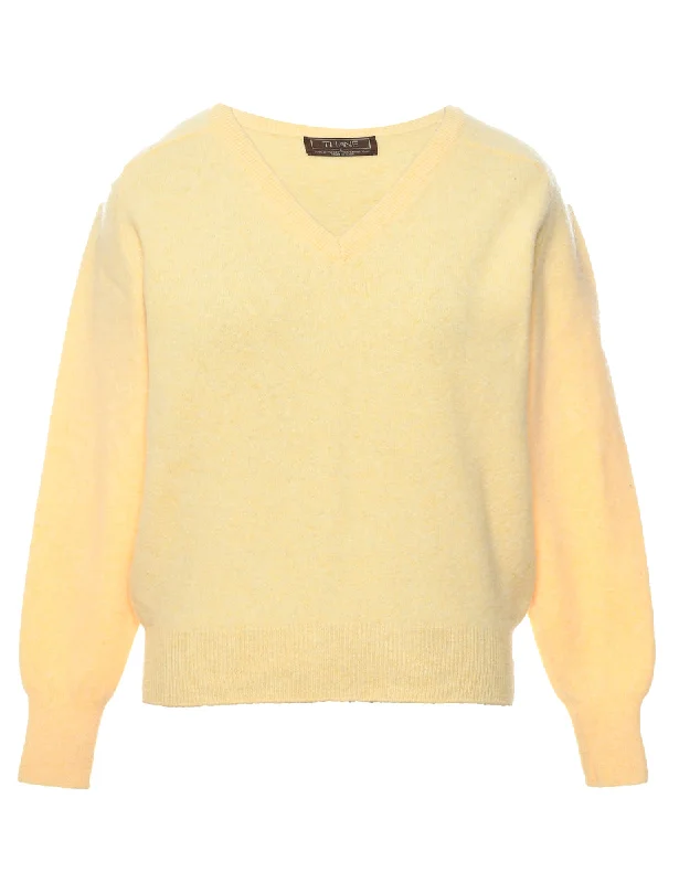 Price Reduction sporty outerwearPale Yellow Jumper - L