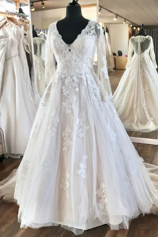 Final Markdown sophisticated dressModest Long Sleeve Lace Wedding Dress