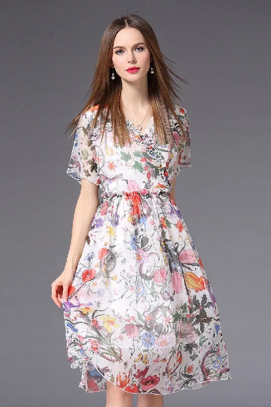 modern dressFloral Print Chiffon Dress