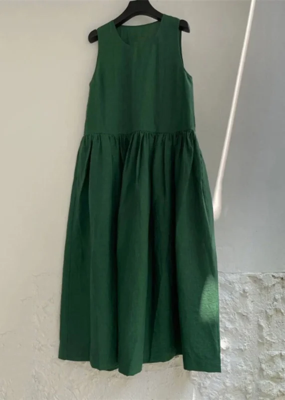 party dressNatural Green Patchwork Solid Maxi Dress Summer