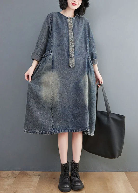 Savings Alert casual shift dressRetro Blue O-Neck Patchwork Button Pockets Cotton Denim Dresses Long Sleeve Savings Alert casual shift dressRetro Blue O-Neck Patchwork Button Pockets Cotton Denim Dresses Long Sleeve