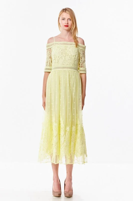 Low Prices boho dressElegant Open Shoulder Lace Dress