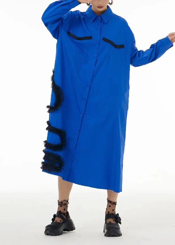 Weekend Flash Sale casual knit dressFashion Black Oversized Patchwork Wrinkled Cotton Shirt Dress Spring