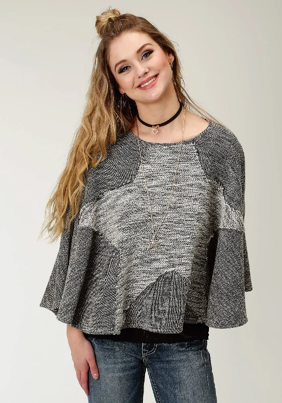 trendy jacketRoper Womens Black/White 100% Cotton Star-Shaped Poncho