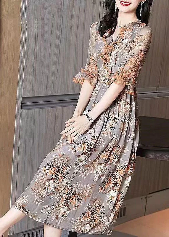 Clearance Event puff sleeve dressItalian Orange Ruffled Print Wrinkled Silk Holiday Dresses Flare Sleeve Clearance Event puff sleeve dressItalian Orange Ruffled Print Wrinkled Silk Holiday Dresses Flare Sleeve
