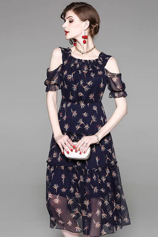 relaxed fit dressCold Shoulder Floral Dress