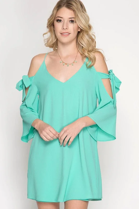 draped dressShift Dress W/ Tie Sleeves