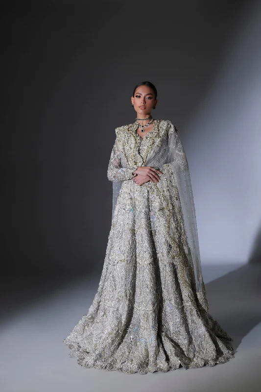 Massive Deals trendy wrap dressPakistani Bridal Dress in Grey Lehenga and Choli Style