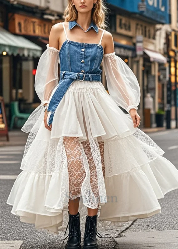 Take Advantage stylish dressStylish Cinched Patchwork Denim Organza Spaghetti Strap Dress Summer Take Advantage stylish dressStylish Cinched Patchwork Denim Organza Spaghetti Strap Dress Summer
