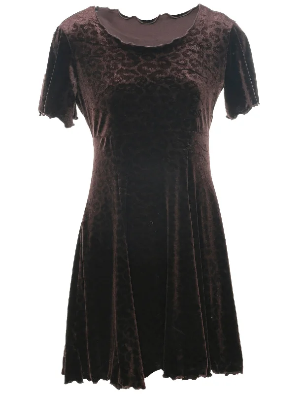 Bargain Prices sporty outerwearVelvet Dark Brown Evening Dress - S