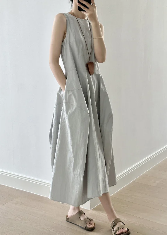 Savings Alert boho dressGreen Solid Patchwork Cotton Long Dress Zippered Fall