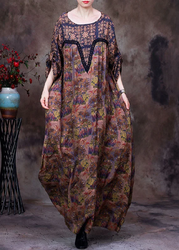 Don’t Miss Out silk dressChic Coffee O-Neck Lace Patchwork Print Silk Dresses Long Sleeve Don’t Miss Out silk dressChic Coffee O-Neck Lace Patchwork Print Silk Dresses Long Sleeve