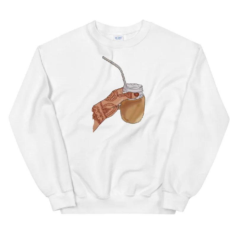 Weekend Deal trendy gym wear hoodieIced Coffee Mendhi Hands Sweatshirt