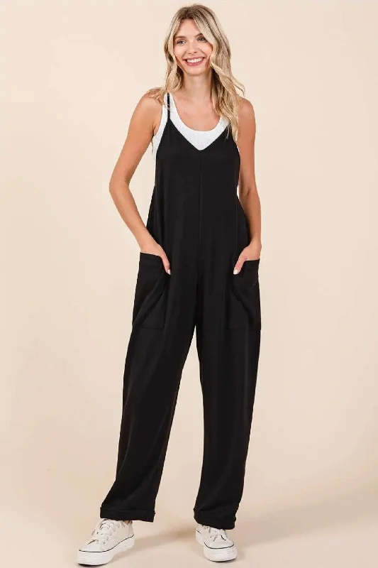 New Deals In Store Relaxed Fit Black Jumpsuit