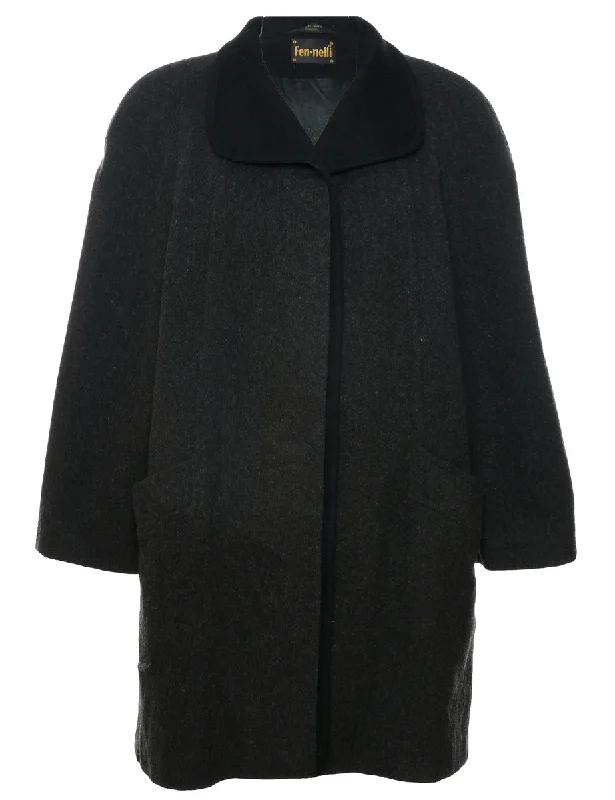 Closeout contemporary trench coatDark Grey Wool Coat - XL
