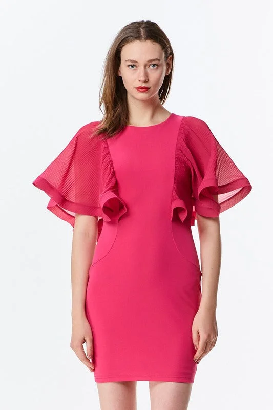 Final Markdown chic dressFitted Mini Dress W/ Ruffle Sleeve