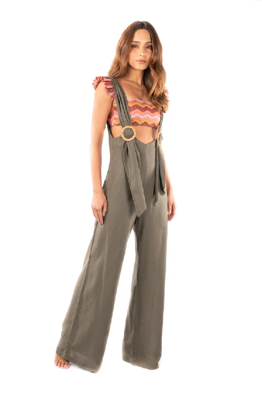 Price Fest Ayala Green Low Cut Jumpsuit