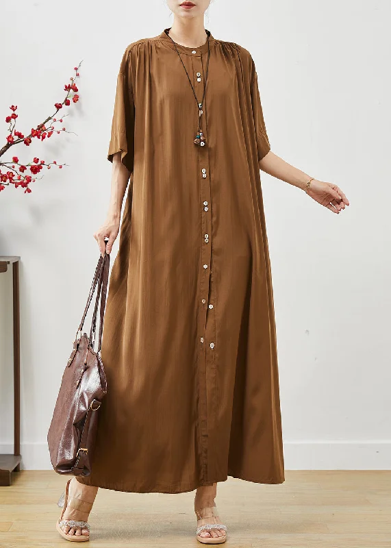 Limited Time Discount vintage dressOrganic Brown Oversized Cotton Maxi Dresses Summer Limited Time Discount vintage dressOrganic Brown Oversized Cotton Maxi Dresses Summer
