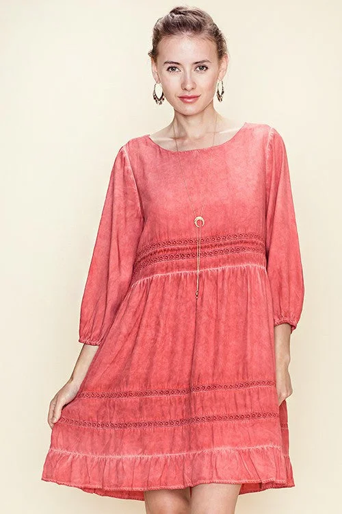 bohemian dressMineral Wash Lace Trimmed Dress