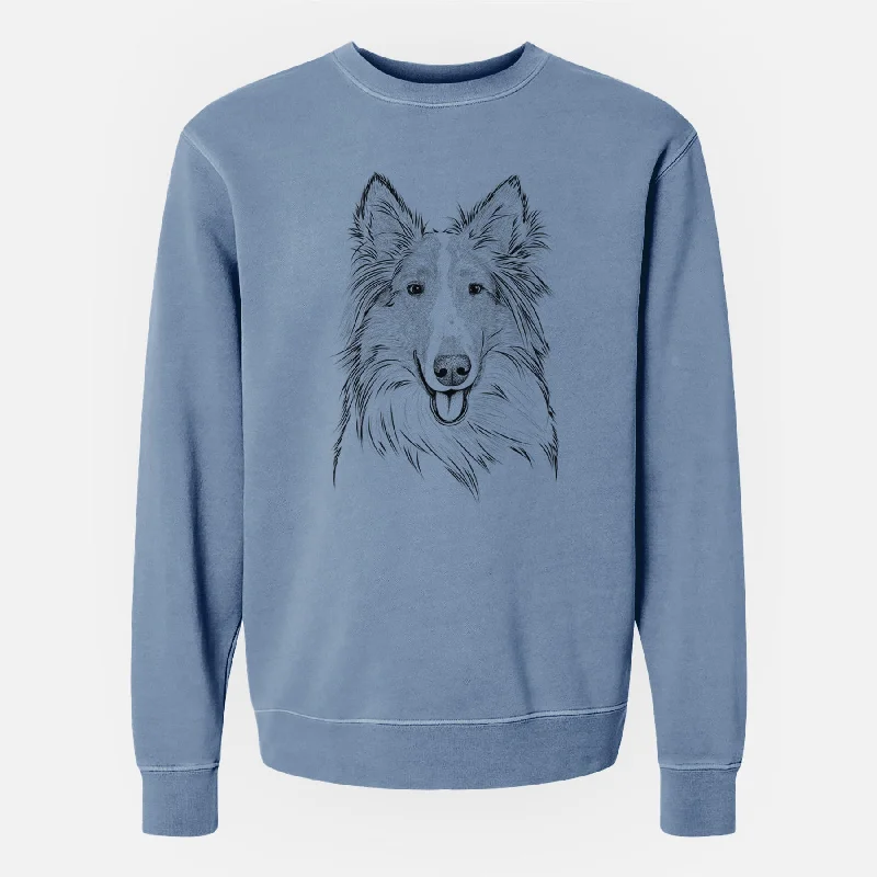 performance hoodie for gymBare Conrad the Rough Collie - Unisex Pigment Dyed Crew Sweatshirt