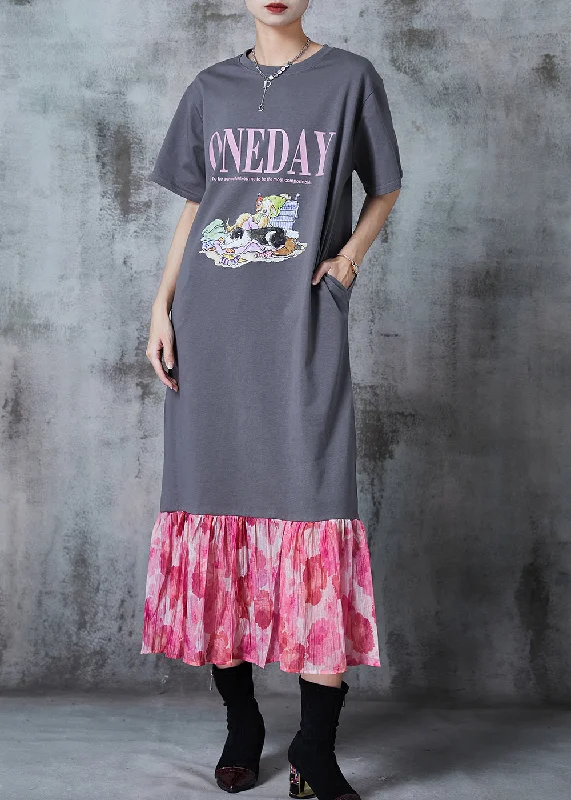 Extra Savings casual evening dressNatural Grey Oversized Patchwork Cotton Sweatshirts Dress Summer Extra Savings casual evening dressNatural Grey Oversized Patchwork Cotton Sweatshirts Dress Summer