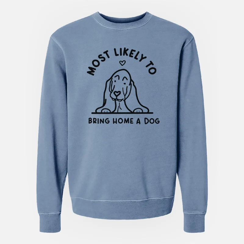 Limited Time Offer breathable gym hoodieMost Likely to Bring Home a Dog - Basset Hound - Unisex Pigment Dyed Crew Sweatshirt
