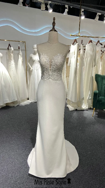 Super Deal ruched dressFit and Flare Illusion Summer Wedding Dress