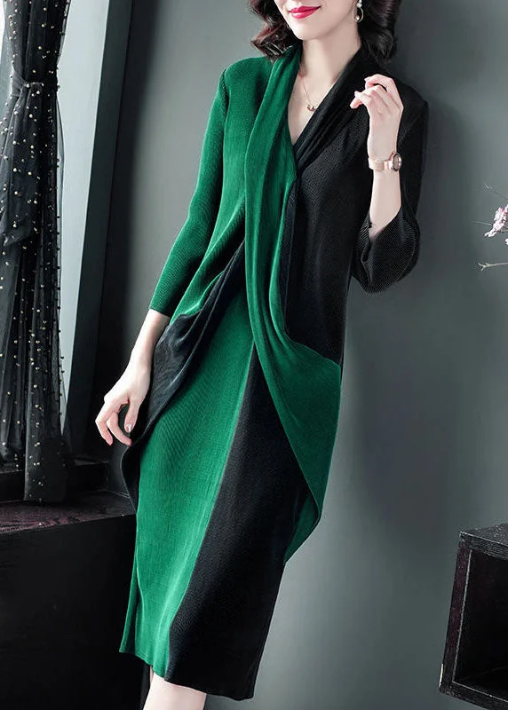 Special Offer lace dressModern Blackish Green V Neck Patchwork Wrinkled Maxi Dress Long Sleeve Special Offer lace dressModern Blackish Green V Neck Patchwork Wrinkled Maxi Dress Long Sleeve