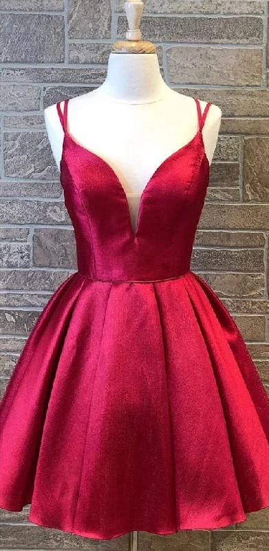 Discount Mania playful dressTwin Straps Deep Red Homecoming Dress