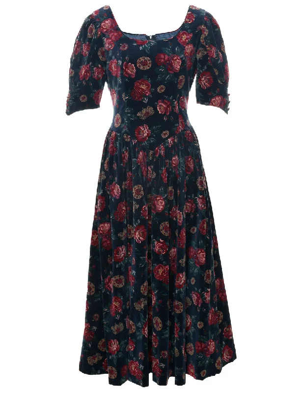Reduced Prices trendy jacketVelvet Floral Pattern Evening Dress - M