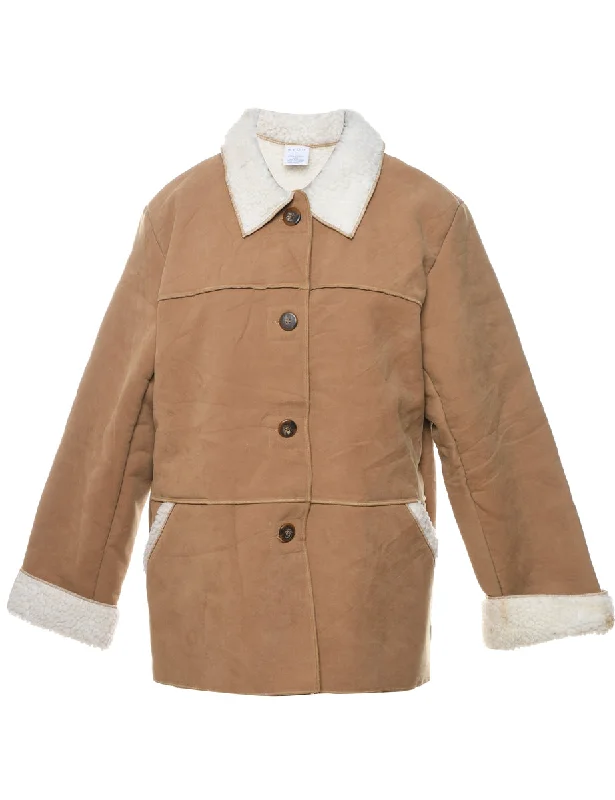 Price Reduction oversized puffer coatSingle Breasted Light Brown & White Contrast Jacket - L Price Reduction oversized puffer coatSingle Breasted Light Brown & White Contrast Jacket - L