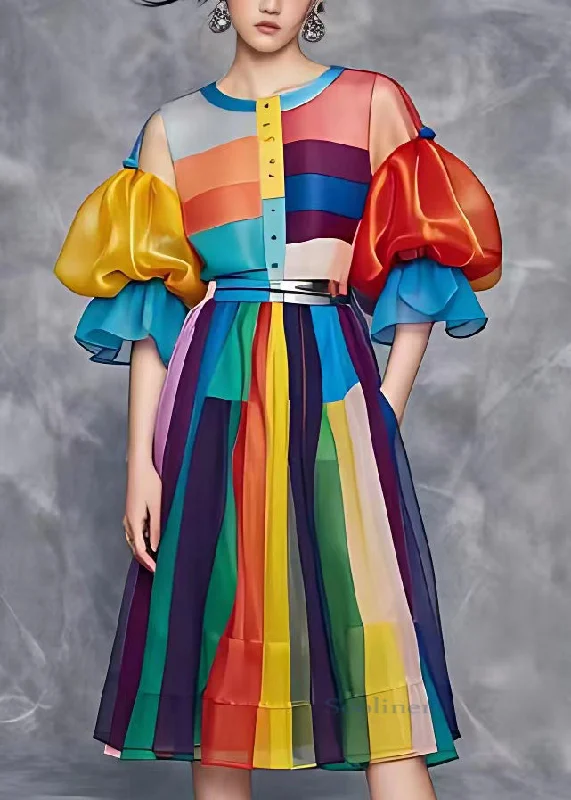Online Specials stylish dressBeautiful Rainbow Tie Waist Vacation Chiffon Long Dresses Summer Online Specials stylish dressBeautiful Rainbow Tie Waist Vacation Chiffon Long Dresses Summer