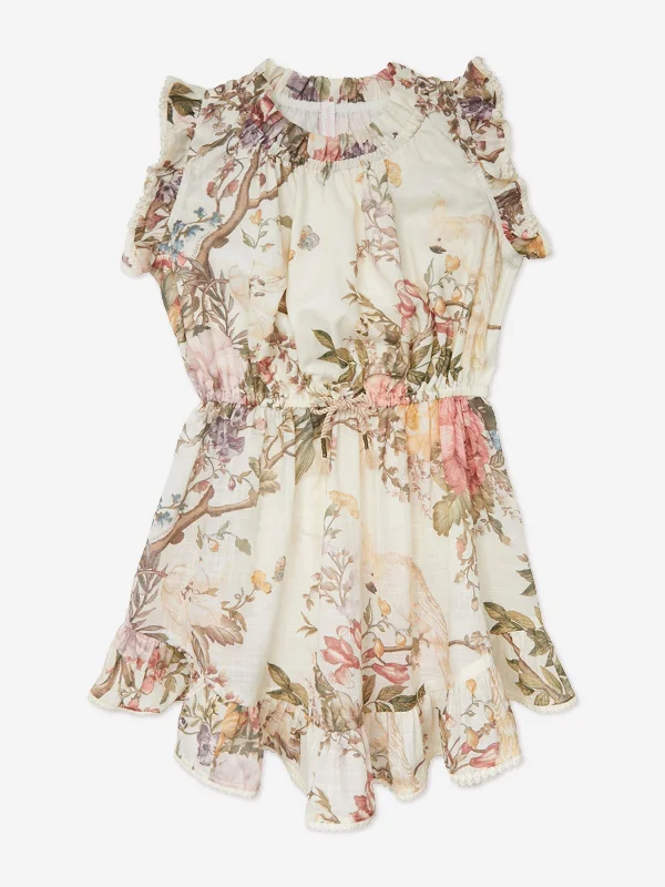 cocktail party dressZimmermann Girls Floral Waverly Flip Dress in Cream