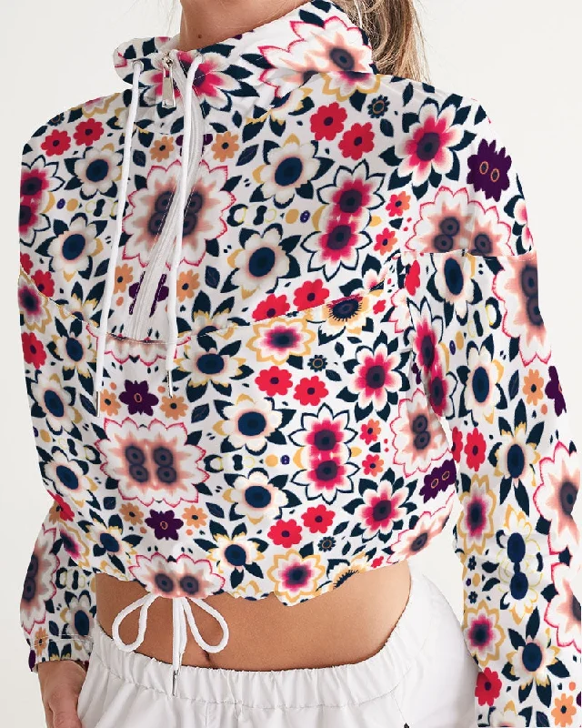 Bargain Prices Abstract flower pattern Women's All-Over Print Cropped Windbreaker