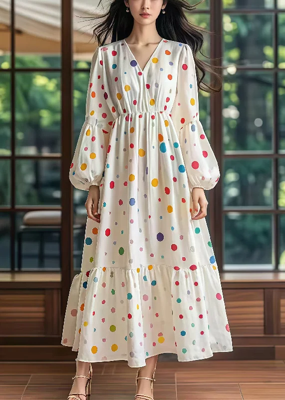 New Deals casual summer dressWomen White Cinched Print Cotton Long Dress Lantern Sleeve New Deals casual summer dressWomen White Cinched Print Cotton Long Dress Lantern Sleeve