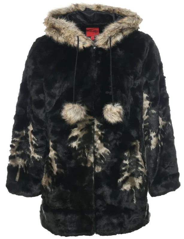 Act Fast sporty jacketHooded Faux Fur Coat - S