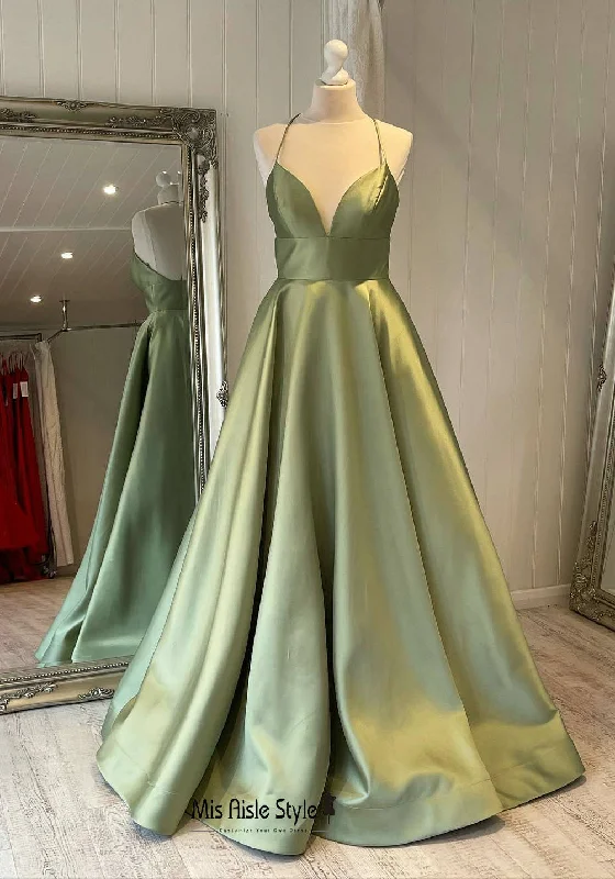 Mega Sale pleated maxi dressLong Sage Green Prom Dress