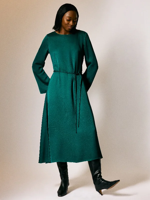 Exclusive Online Offer ruffle dressSatin Back Crepe Dress | Green