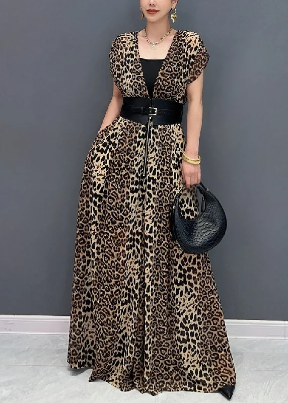 Customer Appreciation Sale Organic Leopard Print Flattering Jumpsuits Summer AO1067