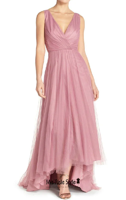 Loyalty Reward floral midi dressHigh Low Dusty Pink Wedding Party Dress