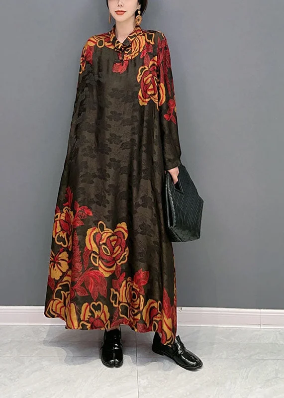 Blowout Sale fitted cocktail dressVintage Colorblock Oversized Patchwork Chinese Button Silk Long Dress Spring Blowout Sale fitted cocktail dressVintage Colorblock Oversized Patchwork Chinese Button Silk Long Dress Spring